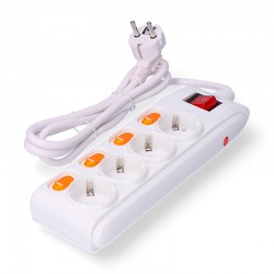 Base múltiple 4 tomas Schuko + 4 interruptores 3500W 16A 250V