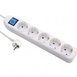 Base múltiple 5 tomas Schuko con interruptor cable 1,5m 250V