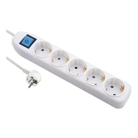 Base múltiple 5 tomas Schuko con interruptor cable 1,5m 250V