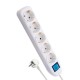 Base múltiple 5 tomas Schuko con interruptor cable 1,5m 250V