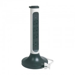 Base múltiple vertical de 4 tomas Schuko con interruptor cable 2m