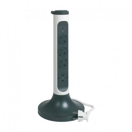 Base múltiple vertical de 4 tomas Schuko con interruptor cable 2m