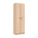 Armario zapatero multiusos 2 puertas de melamina roble 59x37x180cm