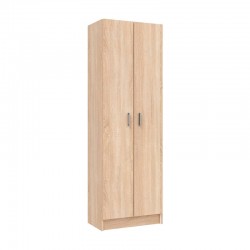 Armario zapatero multiusos 2 puertas de melamina roble 59x37x180cm