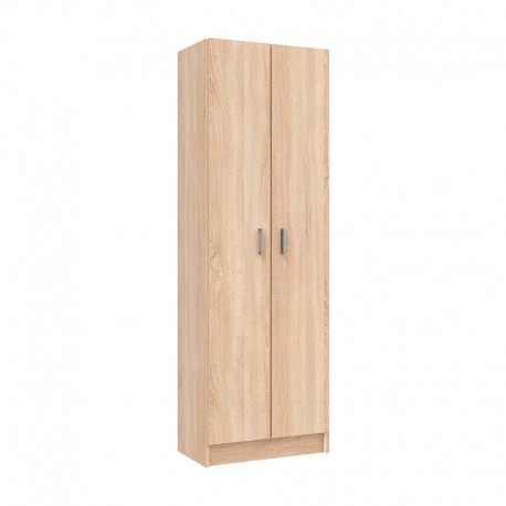 Armario zapatero multiusos 2 puertas de melamina roble 59x37x180cm