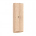 Armario zapatero multiusos 2 puertas de melamina roble 59x37x180cm