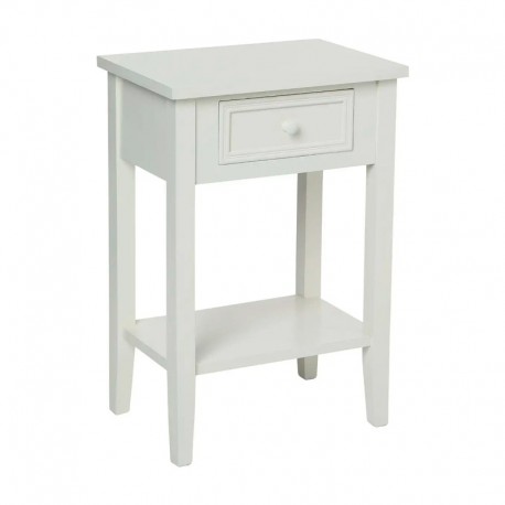 Mesita con cajón de madera blanca 45x30x67cm