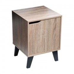 Mesita con puerta de madera roble oscuro 35x33x47cm