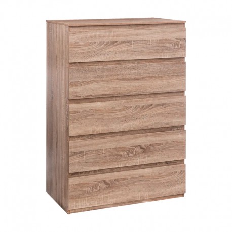 Cómoda con 5 cajones de madera roble 78x48x118cm