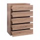 Cómoda con 5 cajones de madera roble 78x48x118cm
