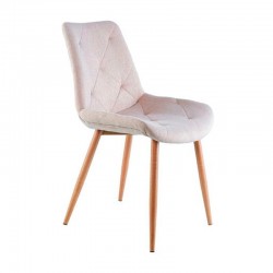 Silla de comedor acolchada beige y patas de metal Marlene