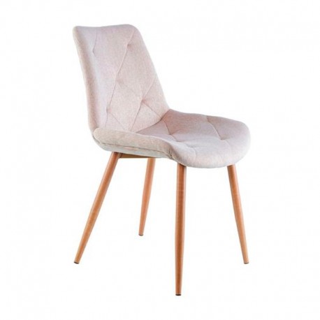 Silla de comedor acolchada beige y patas de metal Marlene