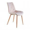 Silla de comedor acolchada beige y patas de metal Marlene