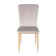 Silla de comedor tapizada velvet gris y patas de metal Salma