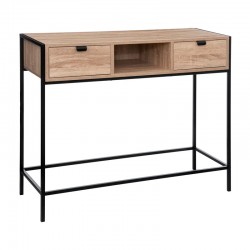 Consola con 2 cajones de madera y metal 100x35x80cm