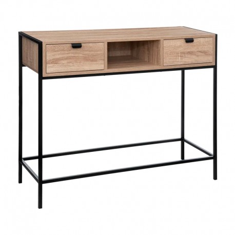 Consola con 2 cajones de madera y metal 100x35x80cm