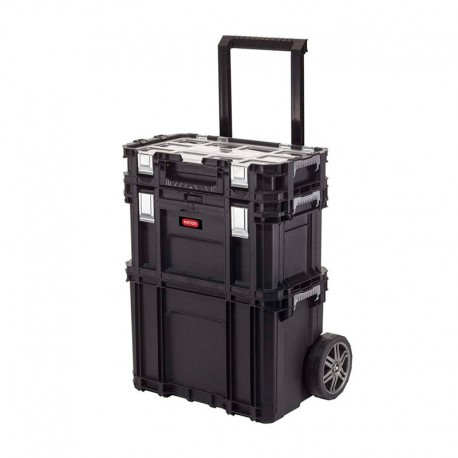 Carro de herramientas vertical negro con ruedas 56x37x70cm Keter