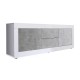 Mueble de TV con 2 puertas y 2 cajones blanco brillo/cemento