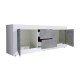 Mueble de TV con 2 puertas y 2 cajones blanco brillo/cemento