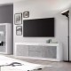 Mueble de TV con 2 puertas y 2 cajones blanco brillo/cemento