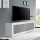 Mueble de TV con 2 puertas y 2 cajones blanco brillo/cemento