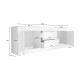 Mueble de TV con 2 puertas y 2 cajones blanco brillo/cemento