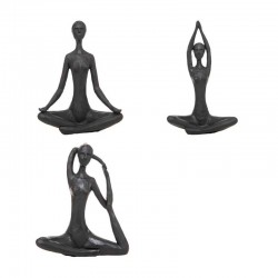 Estatuilla de mujer haciendo yoga de poliresina negra 22cm