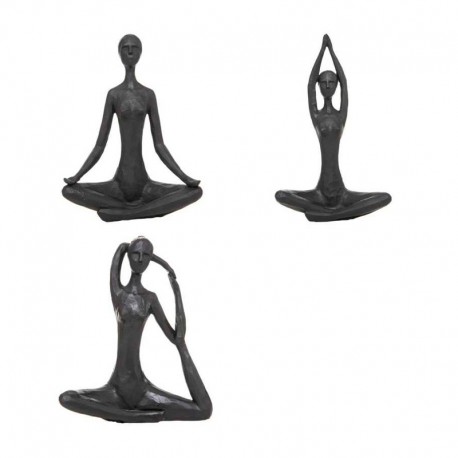 Estatuilla de mujer haciendo yoga de poliresina negra 22cm