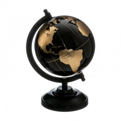 Globo terráqueo negro y dorado 13x22cm
