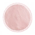 Alfombra de poliéster /algodón con flecos rosa 90cm