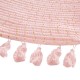 Alfombra de poliéster /algodón con flecos rosa 90cm