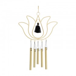 Carrillón de viento flor de loto de metal dorado 25x1x41cm