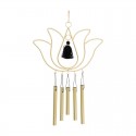 Carrillón de viento flor de loto de metal dorado 25x1x41cm