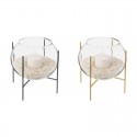 Portavelas de cristal con arena con soporte metálico 12x12x13cm