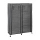 Armario de tela con ruedas gris 3 estantes 118x49x168cm