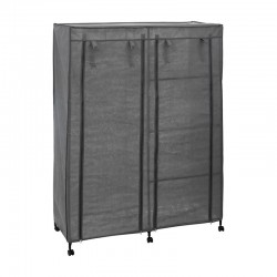 Armario de tela con ruedas gris 3 estantes 118x49x168cm