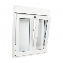 Ventana oscilobatiente a derecha de PVC blanca 2 hojas con persiana 100x100cm
