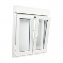 Ventana oscilobatiente a derecha de PVC blanca 2 hojas con persiana 100x100cm