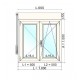 Ventana oscilobatiente a derecha de PVC blanca 2 hojas con persiana 100x100cm