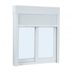Ventana corredera de PVC blanca 2 hojas con persiana 100x100cm