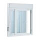 Ventana corredera de PVC blanca 2 hojas con persiana 100x100cm