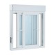 Ventana corredera de PVC blanca 2 hojas con persiana 100x100cm