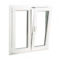 Ventana oscilobatiente a derecha de PVC blanca 2 hojas sin persiana 100x100cm