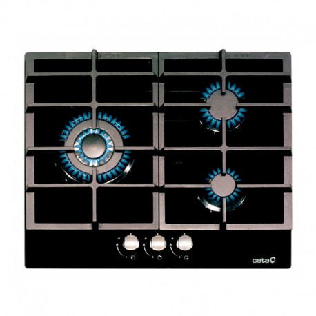 Placa cristalgas 3 fuegos 60cm LCI 6021 BK Cata