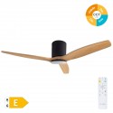 Ventilador de techo DC negro/madera con luz led + mando Ø132 Kasama