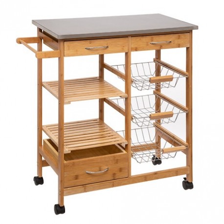 VERDULERO BOT. 3C+2C MADERA/INOX