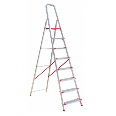 Escalera de aluminio 8 peldaños anchos