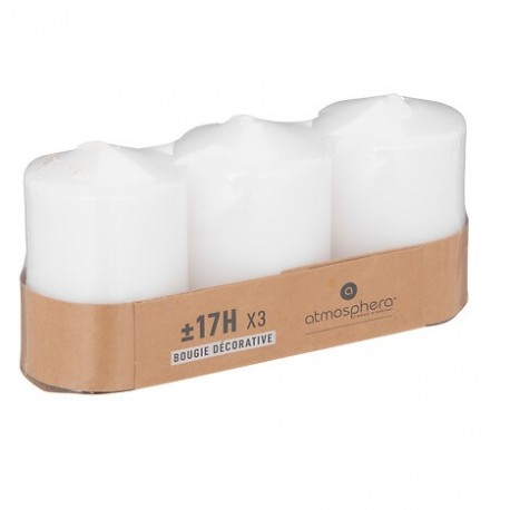 Set 3 velas blancas 5x7x5cm.