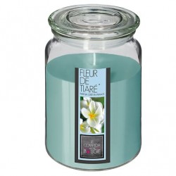 Vela perfumada flor tahiti en tarro de cristal con tapa 10x14cm
