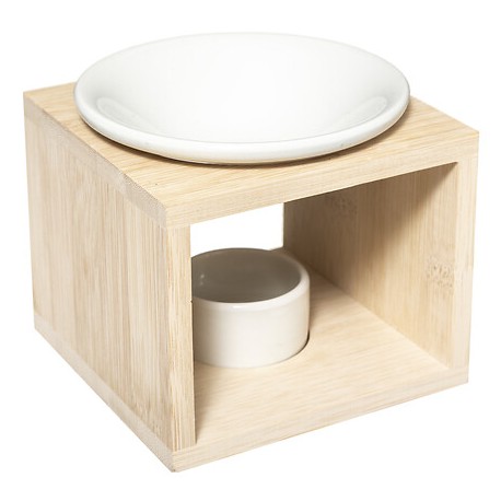 Quemador esencias bambu 11,5x11,5x9cm